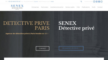 Page d'accueil du site : SENEX Détective privé