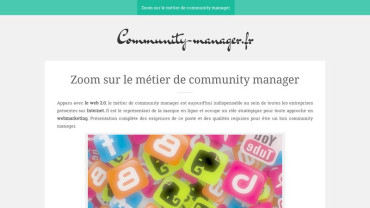 Page d'accueil du site : Community manager