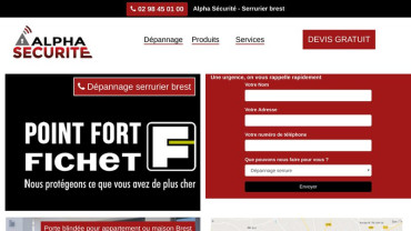 Page d'accueil du site : Serrurier Brest
