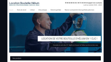 Page d'accueil du site : Location Bouteille Hélium