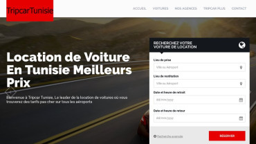 Page d'accueil du site : Tripcar Tunisie
