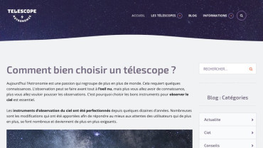 Page d'accueil du site : Télescope astronomie