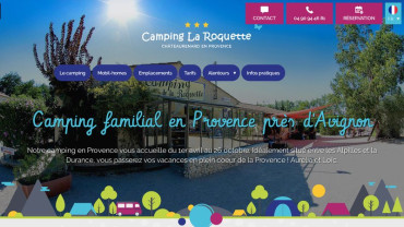 Page d'accueil du site : Camping La Roquette