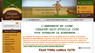 Page d'accueil du site : Chasse-aux-fusils.com