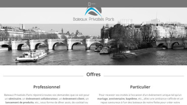 Page d'accueil du site : Bateaux privatisés Paris