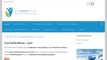 Page d'accueil du site : Cryo Santé Nature