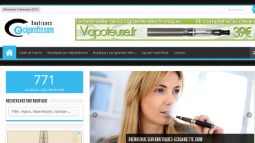 Page d'accueil du site : Boutiques e-cigarette