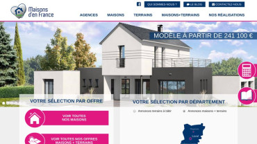 Page d'accueil du site : Maisons d'en France Ouest