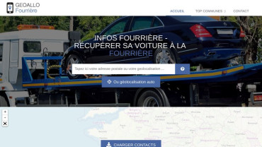 Page d'accueil du site : Allo Fourrière
