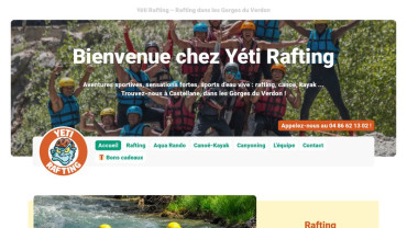 Page d'accueil du site : Yeti Rafting