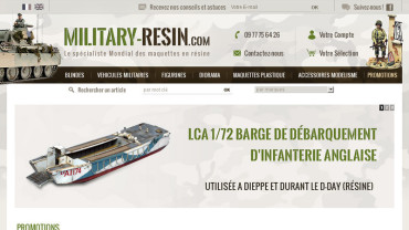 Page d'accueil du site : Military Resin