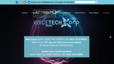 Page d'accueil du site : Voice tech Paris