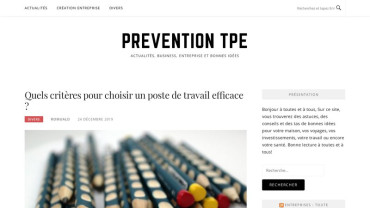 Page d'accueil du site : Prévention TPE