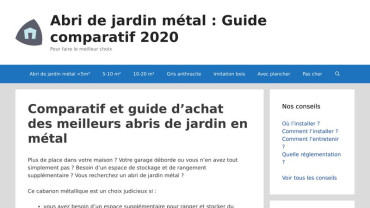 Page d'accueil du site : Abri de Jardin Métal 2020