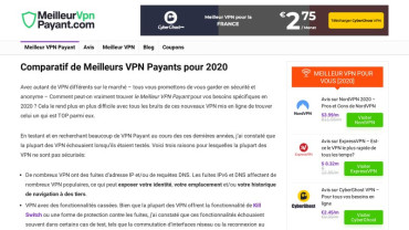 Page d'accueil du site : Meilleurs VPN Payants