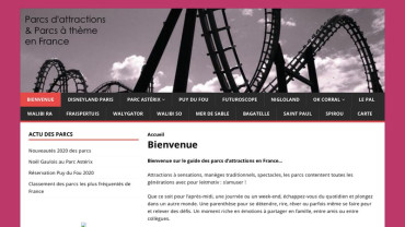 Page d'accueil du site : Parcs France