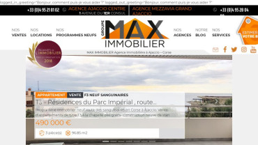 Page d'accueil du site : Maxi'Immobilier