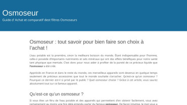 Page d'accueil du site : Osmoseur