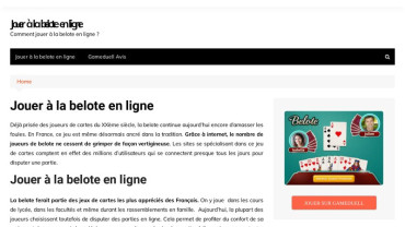 Page d'accueil du site : Jouer belote