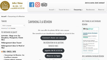 Page d'accueil du site : Canyoning - Envergure Réunion