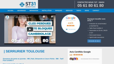 Page d'accueil du site : Serrurier Toulouse 