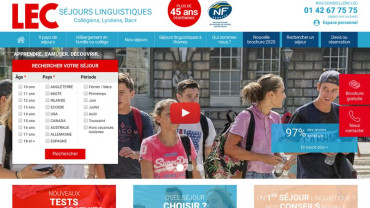 Page d'accueil du site : Séjour Linguistique LEC