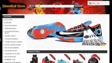 Page d'accueil du site : Streetball Store