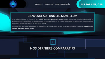 Page d'accueil du site : Univers Gamer