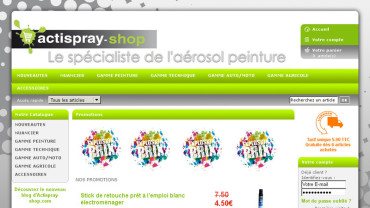 Page d'accueil du site : Actispray Shop