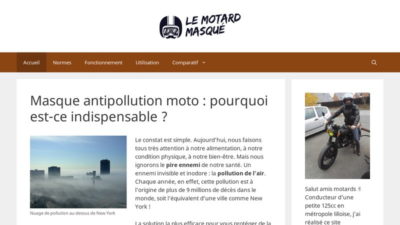 Masque anti pollution moto