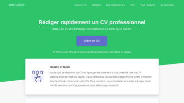 Page d'accueil du site : CVmaker.fr
