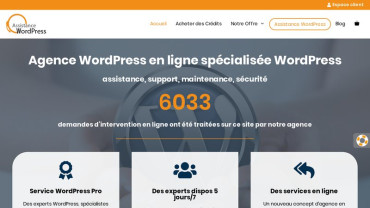 Page d'accueil du site : Assistance Wordpress
