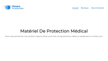 Page d'accueil du site : Masque protection