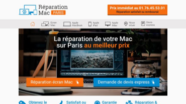 Page d'accueil du site : Réparation Mac Paris