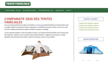 Page d'accueil du site : Tente Familiale