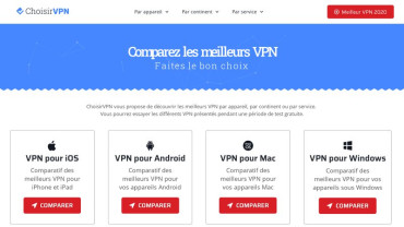 Page d'accueil du site : Choisir VPN