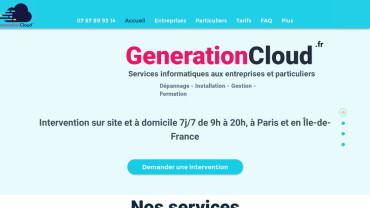 Page d'accueil du site : Generationcloud.fr