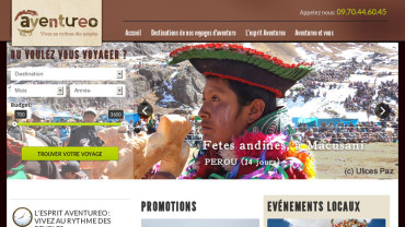 Page d'accueil du site : Aventureo