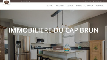 Page d'accueil du site : Immobilière du Cap brun
