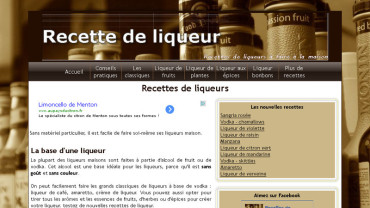 Page d'accueil du site : Recette de liqueur