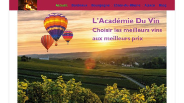 Page d'accueil du site : Académie du Vin