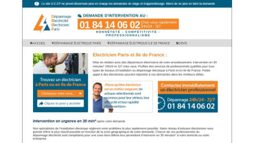 Page d'accueil du site : Dépannage Electricité Électricien Paris 