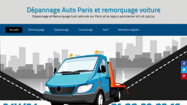 Page d'accueil du site : Dépannage Auto-Paris