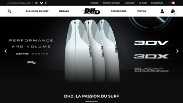 Page d'accueil du site : DHD Surf