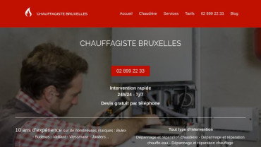 Page d'accueil du site : Chauffagiste Bruxelles