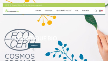Page d'accueil du site : Cosmétiques Bio