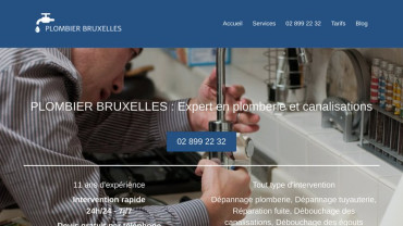 Page d'accueil du site : Plombier Bruxelles