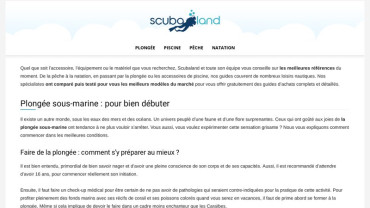 Page d'accueil du site : Scubaland