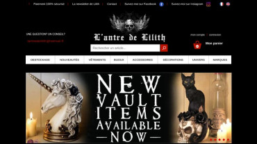 Page d'accueil du site : L'Antre de Lilith