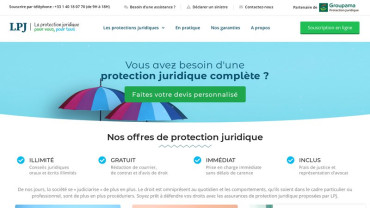 Page d'accueil du site : La Protection Juridique